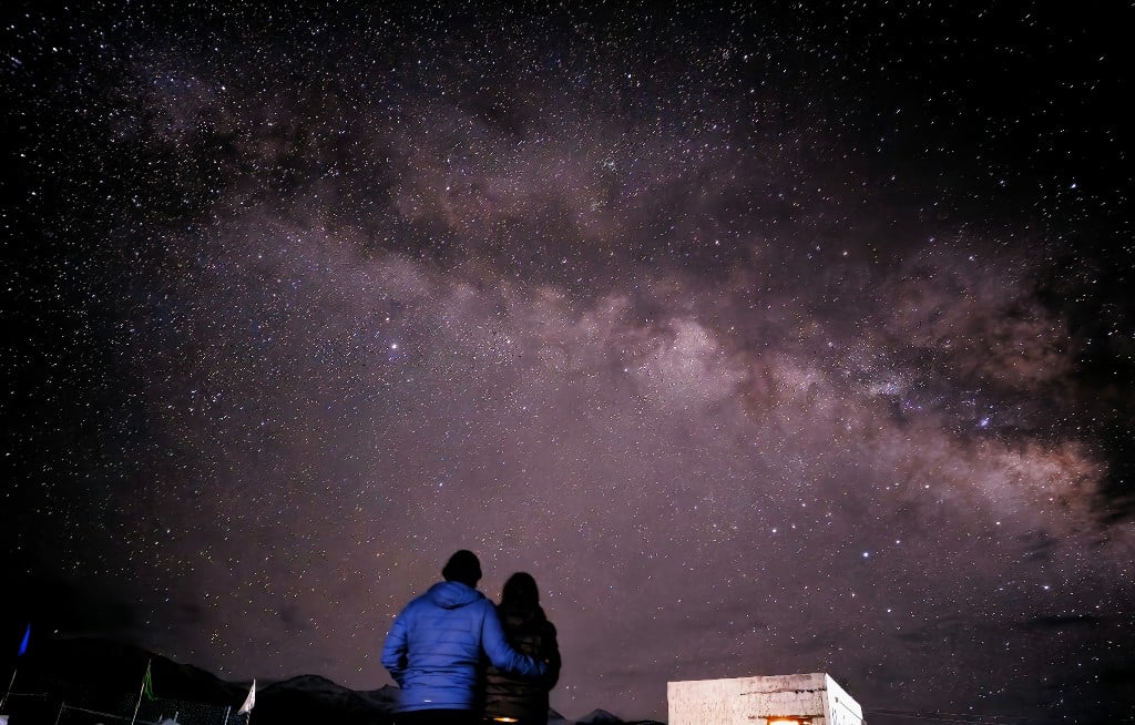 Travellers under the Milky Way at Hanle
