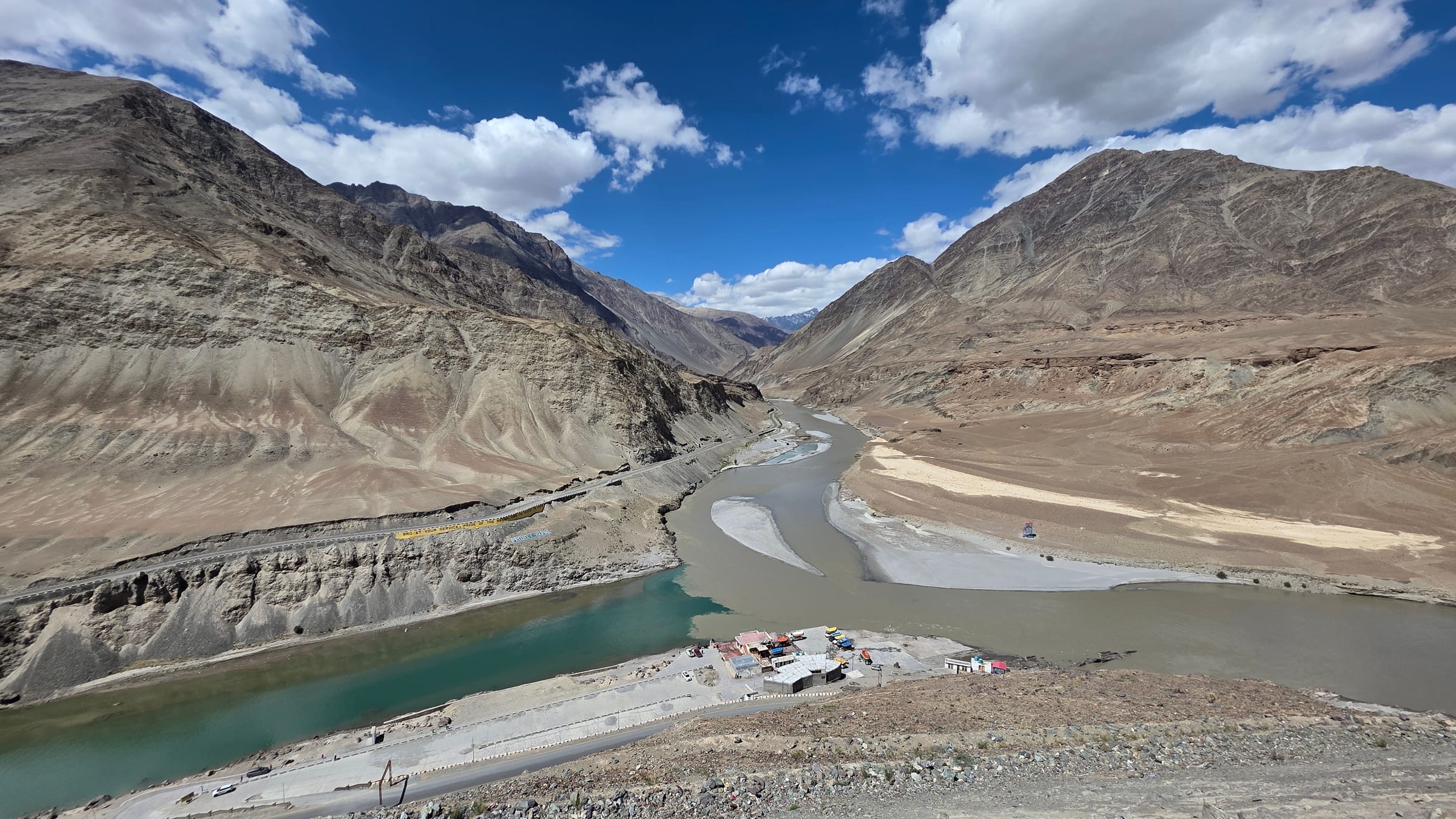 The Indus and Zanskar confluence at Sangam