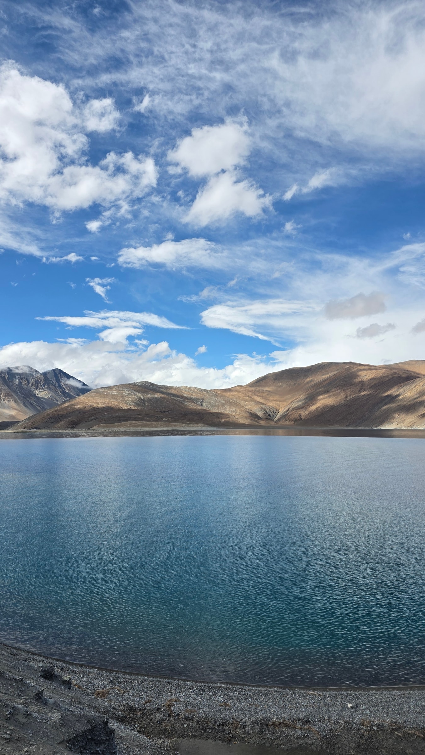 Deep blue water at Pangong Tso