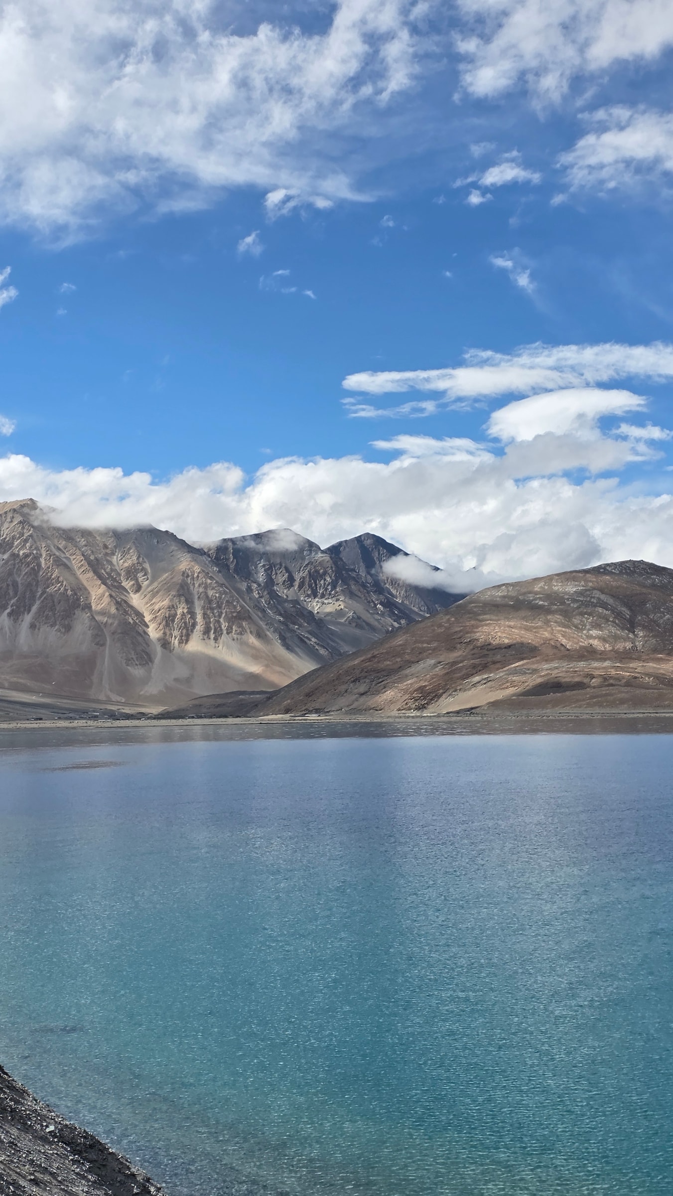 Mountains rising over Pangong Tso